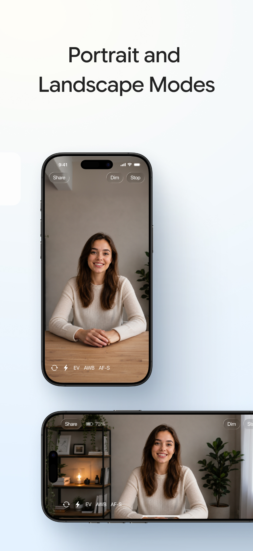 Portrait and landscape modes